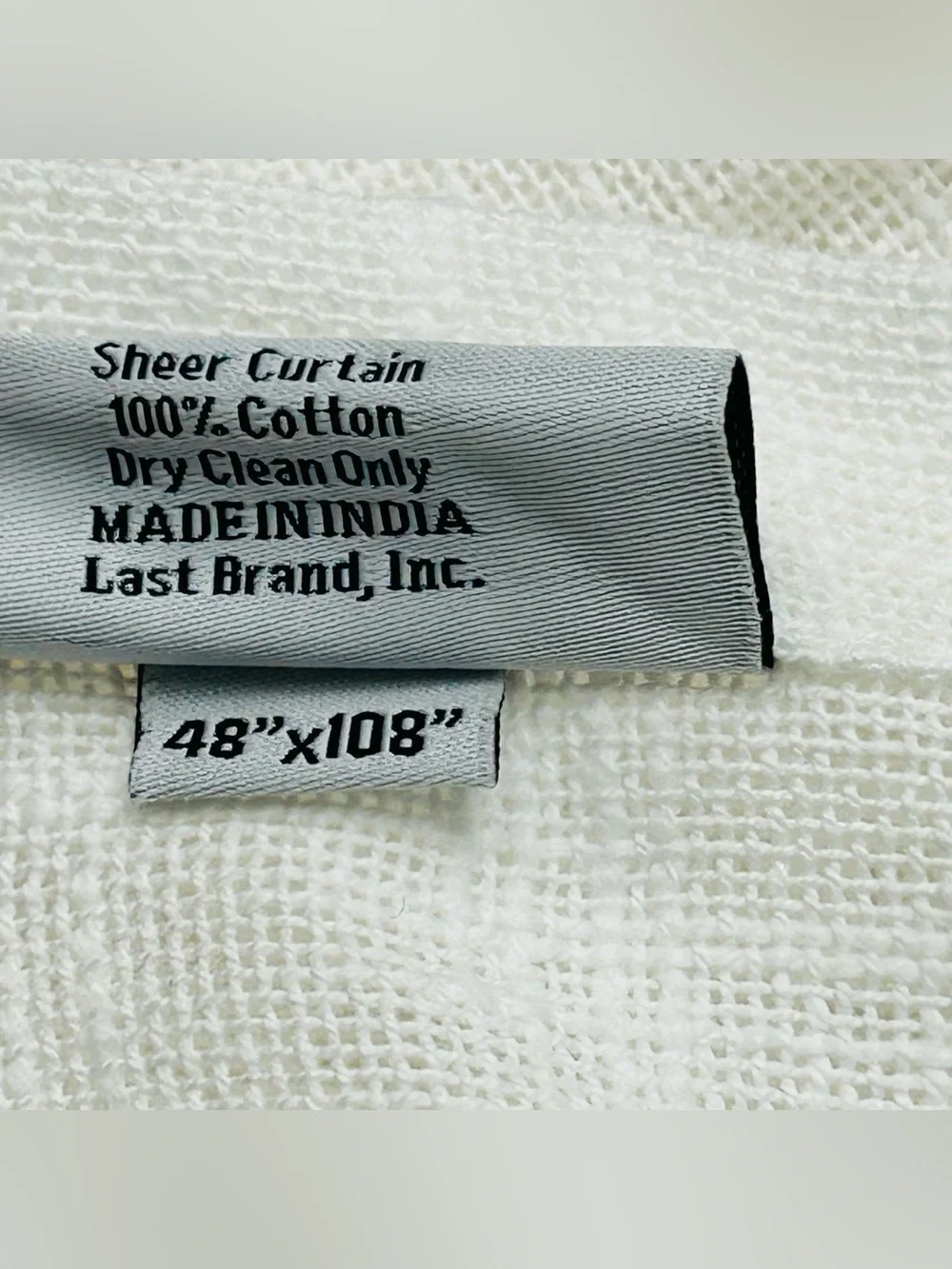 QUINCE Set Of 2 48x108 Cotton Sheer Curtains White 0758